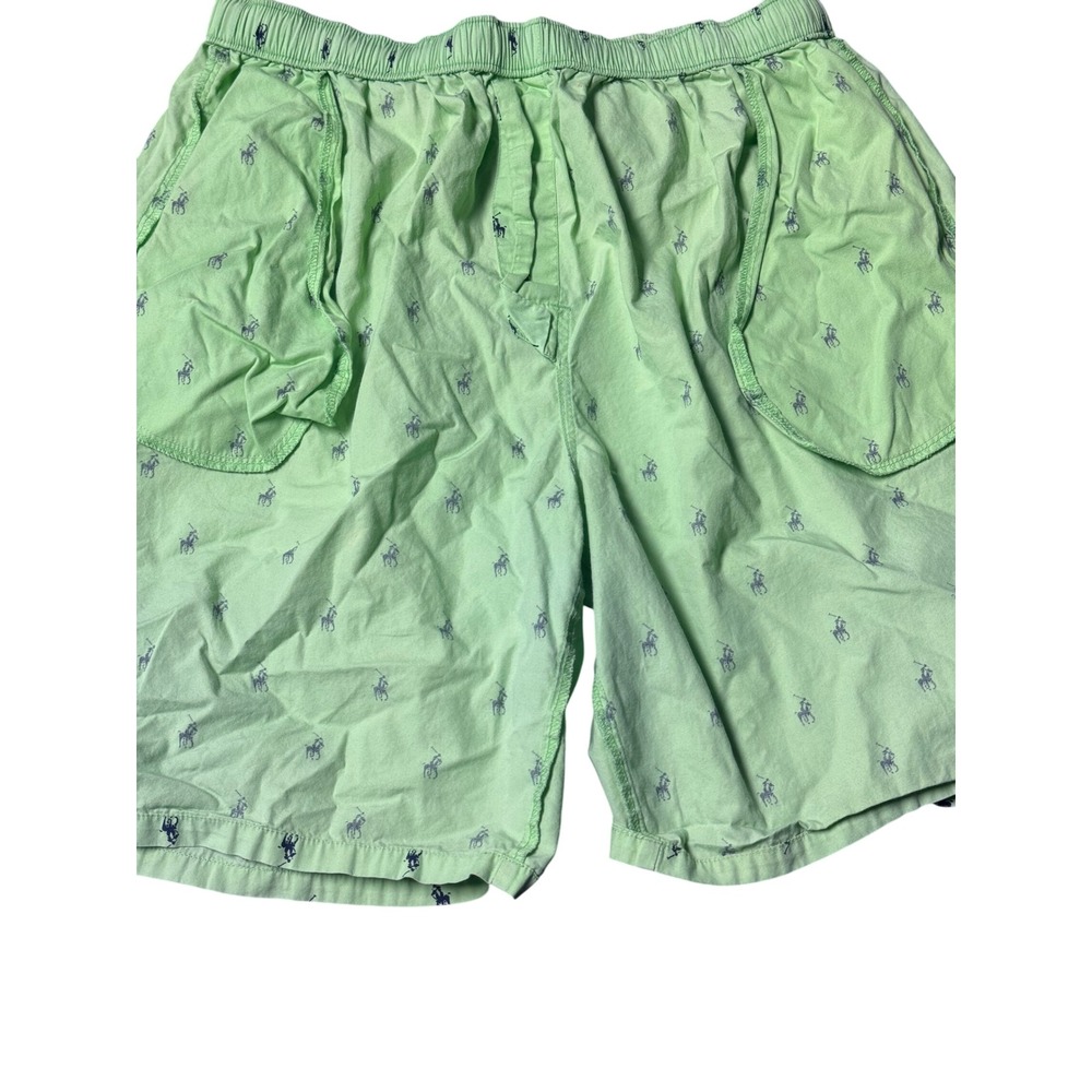 Polo Ralph Lauren Mens Lime Green Navy Pony Logo Cotton Sleep Pajama Shorts M - Picture 4 of 12
